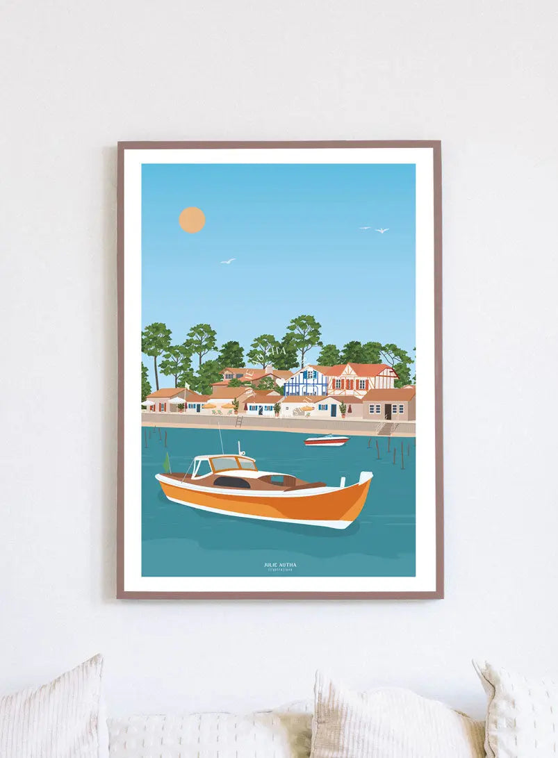 Arcachon et la Pinasse - Affiche Julie Autha