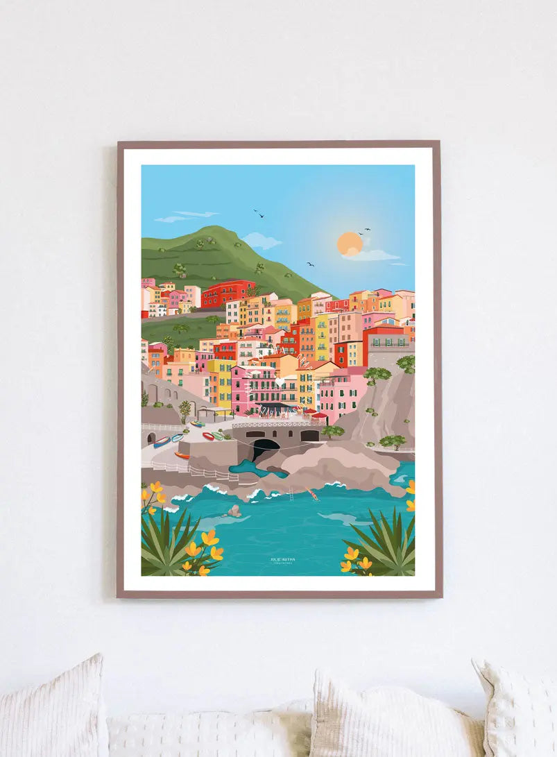 Cinque Terre, Italie - Affiche Julie Autha