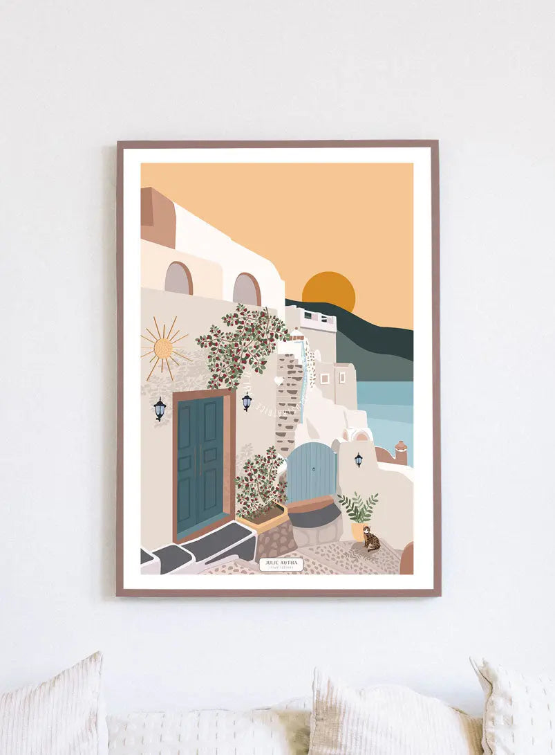 Grèce coucher de soleil - Affiche Julie Autha
