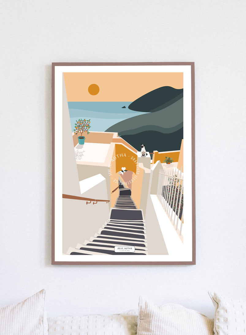 Grèce escalier - Affiche Julie Autha