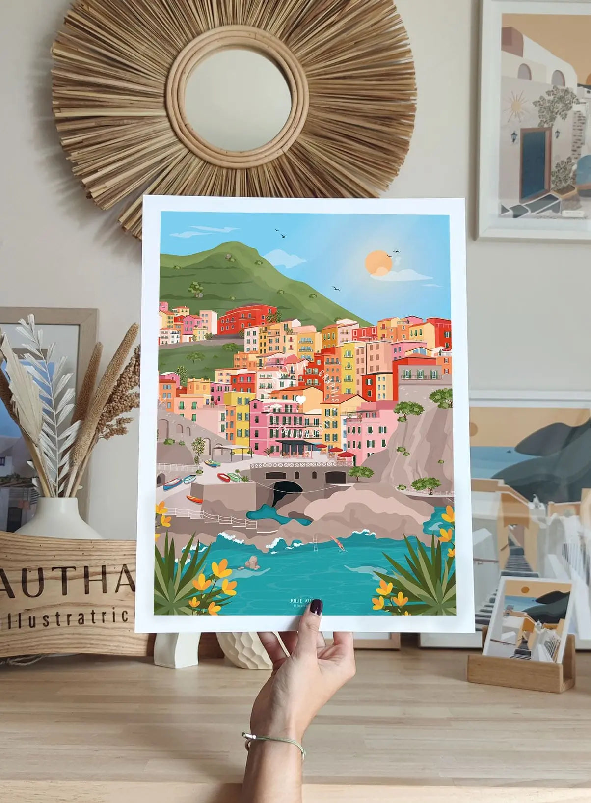 Cinque Terre, Italie - Affiche Julie Autha