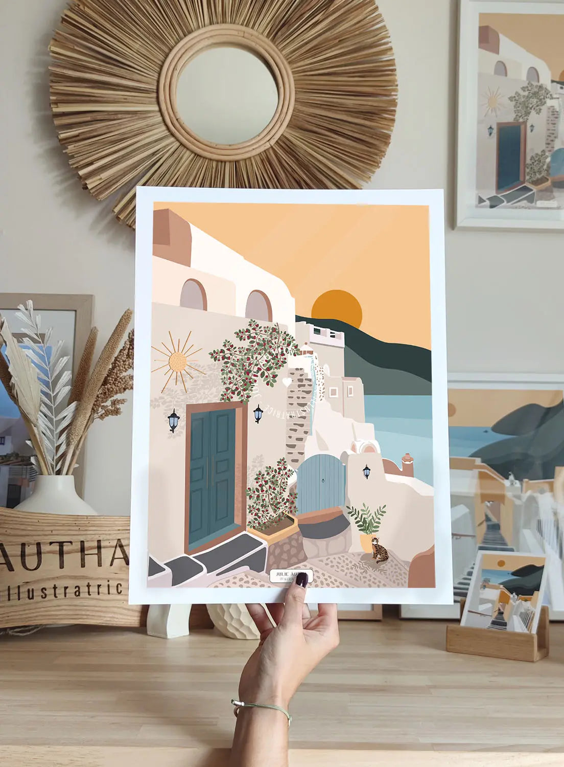 Grèce coucher de soleil - Affiche Julie Autha