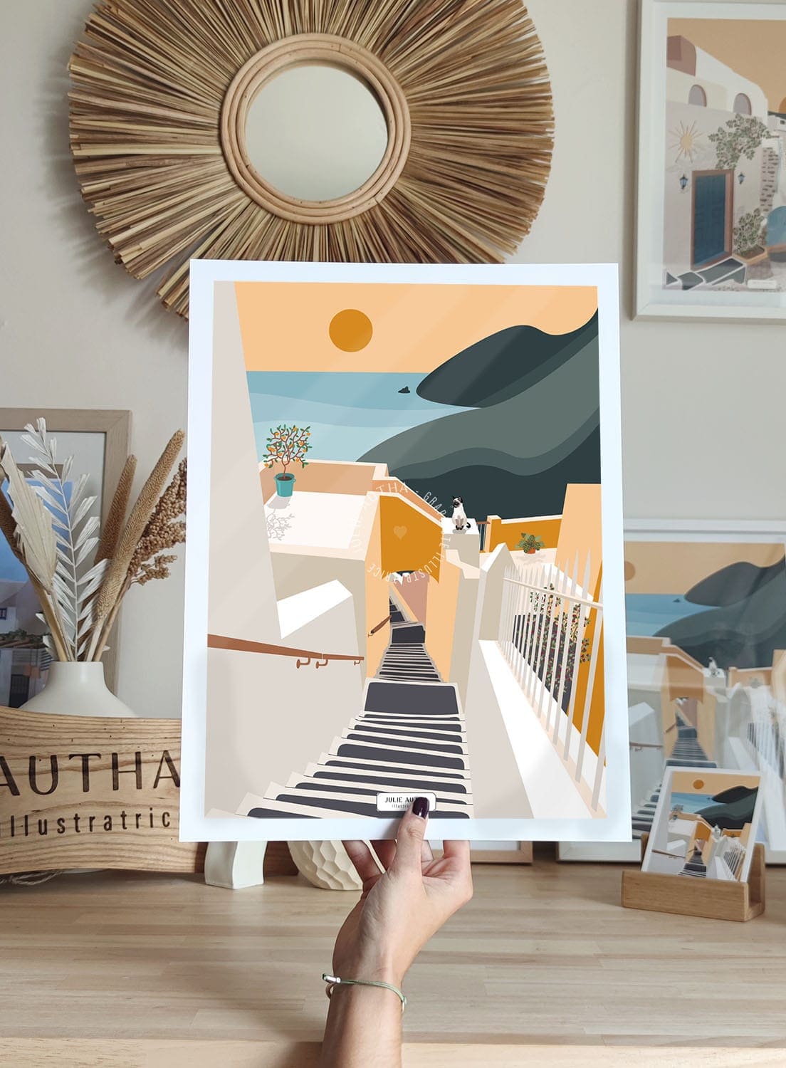 Grèce escalier - Affiche Julie Autha