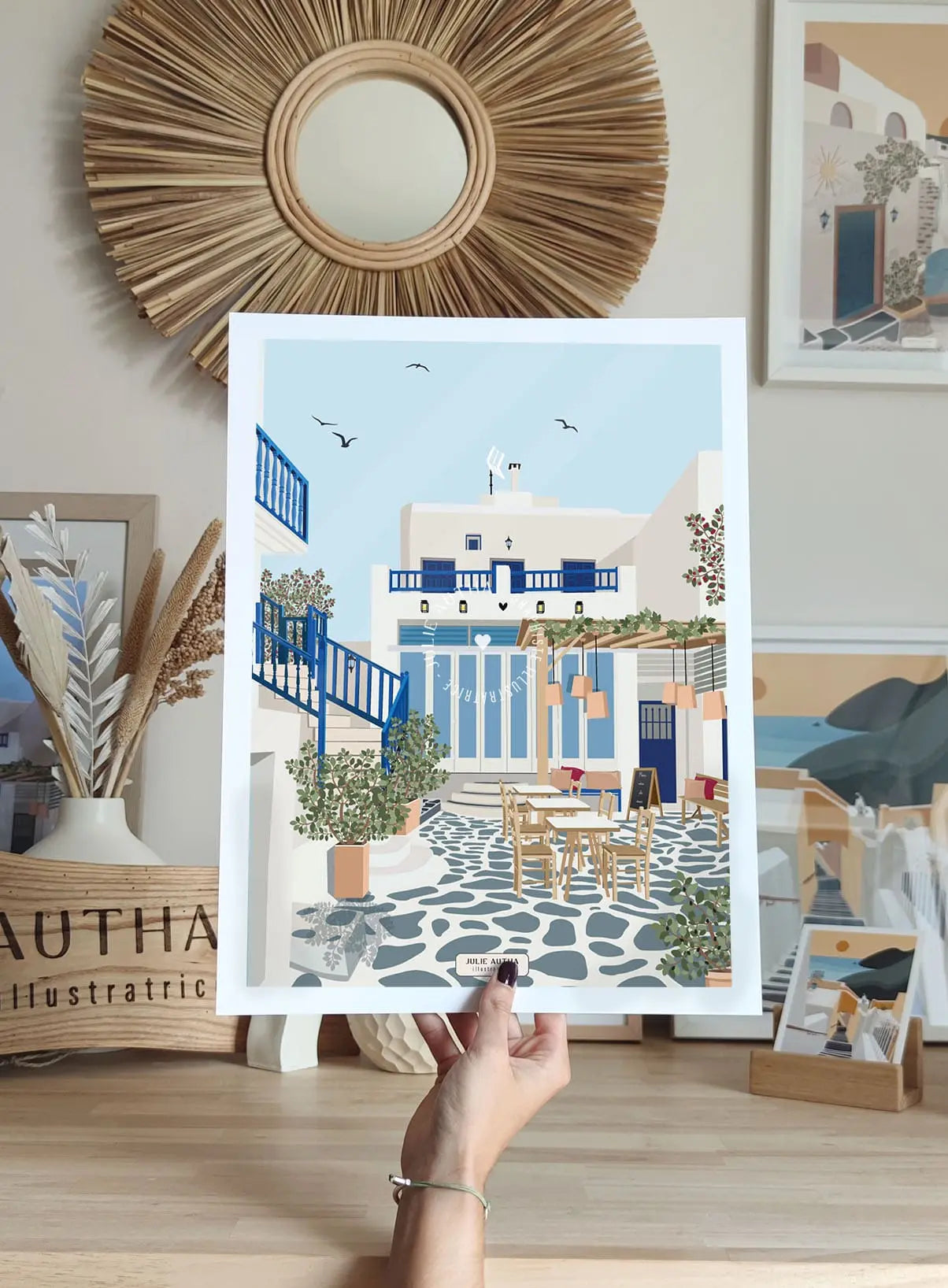 Grèce Terrasse - Affiche Julie Autha